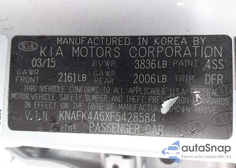 2015 Kia Forte Lx from USA, damaged, VIN KNAFK4A6XF5428584